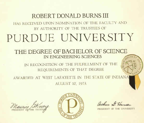 B. S. Degree From Purdue